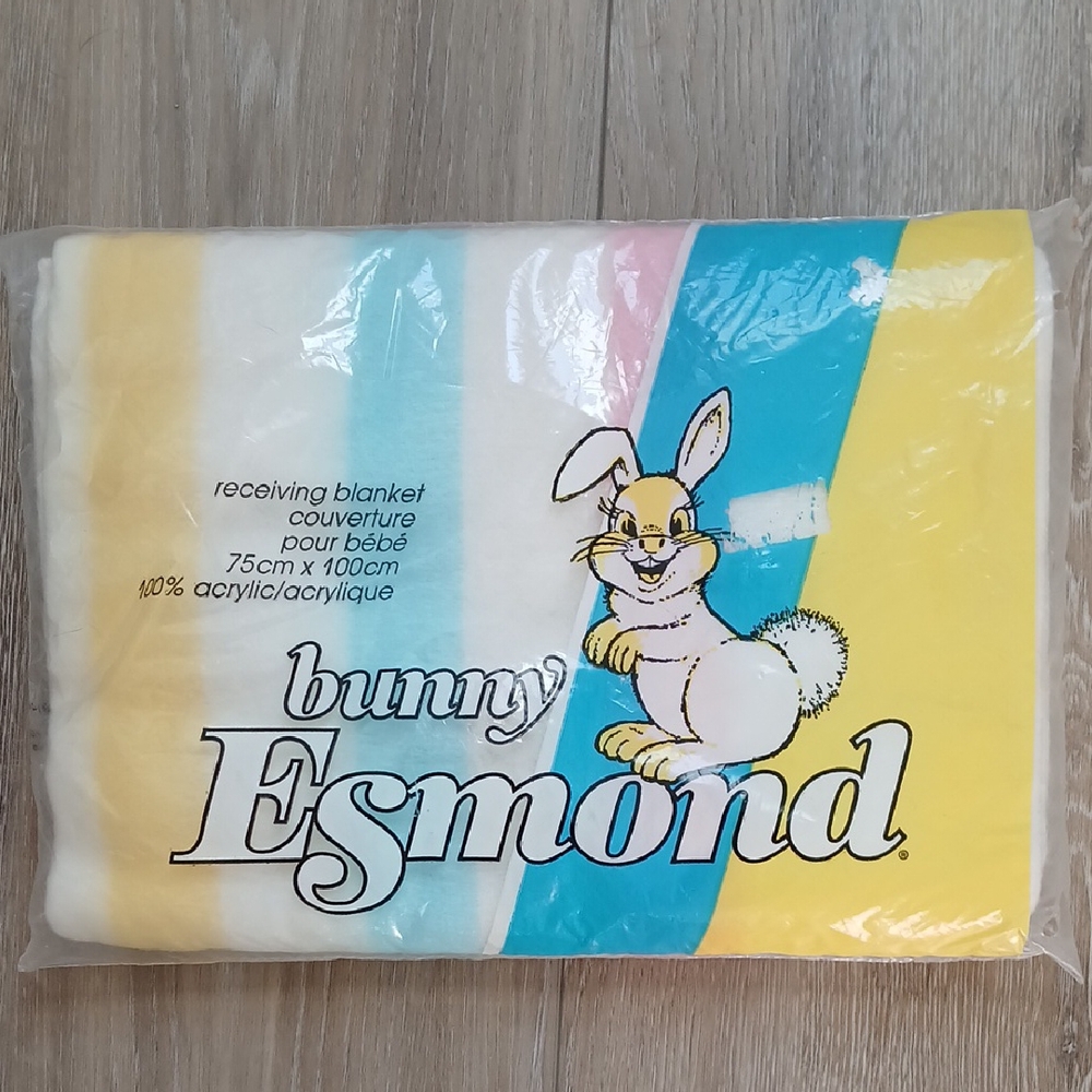 Vintage Esmond Bunny Baby Blanket - Klondike Stripe - NEW in Bag, Made In Canada